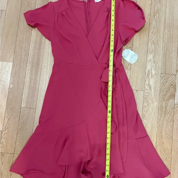 Altar'd State Red High-Low Wrap Dress Flutter Sleeve Ruffle Hem NWT -Size M - Picture 6 of 8